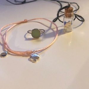 Seaglass Ring Necklace Bracelet Jewelry Set